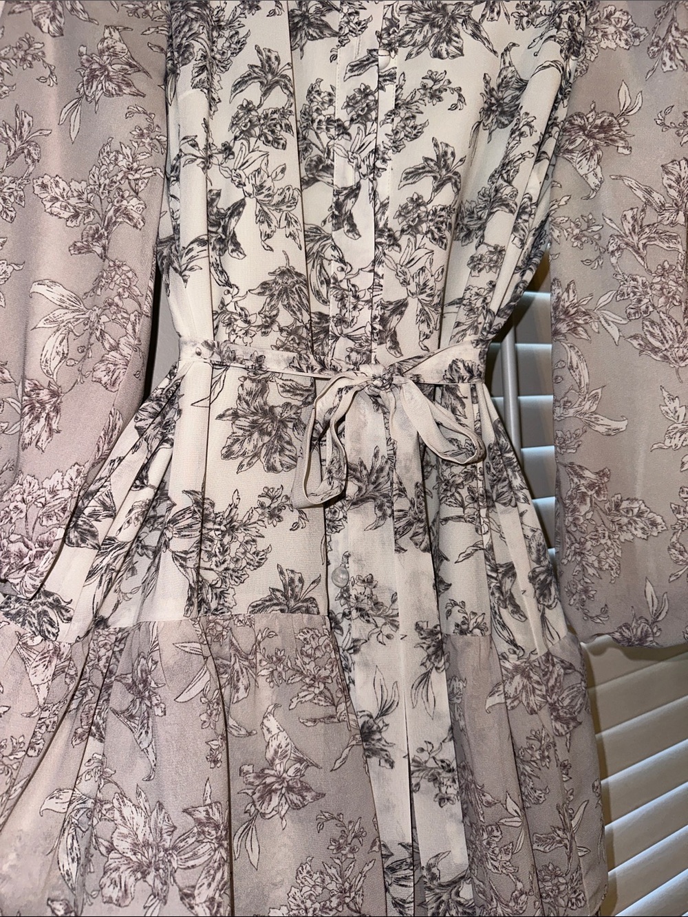 Dainty Jewells Taupe Floral Tiered Maxi Dress with Tie Waist - Picture 3 of 6